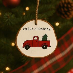 Rustic Red Truck Christmas Ornament